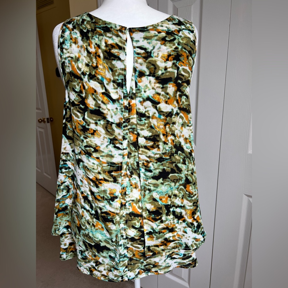 Harper & Liv Teal/Rust Patterned Sleeveless Blous… - image 2